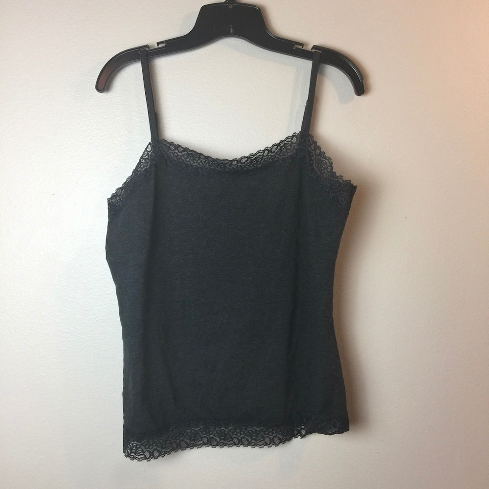 Ann Taylor Grey Lace Trim Cami Top